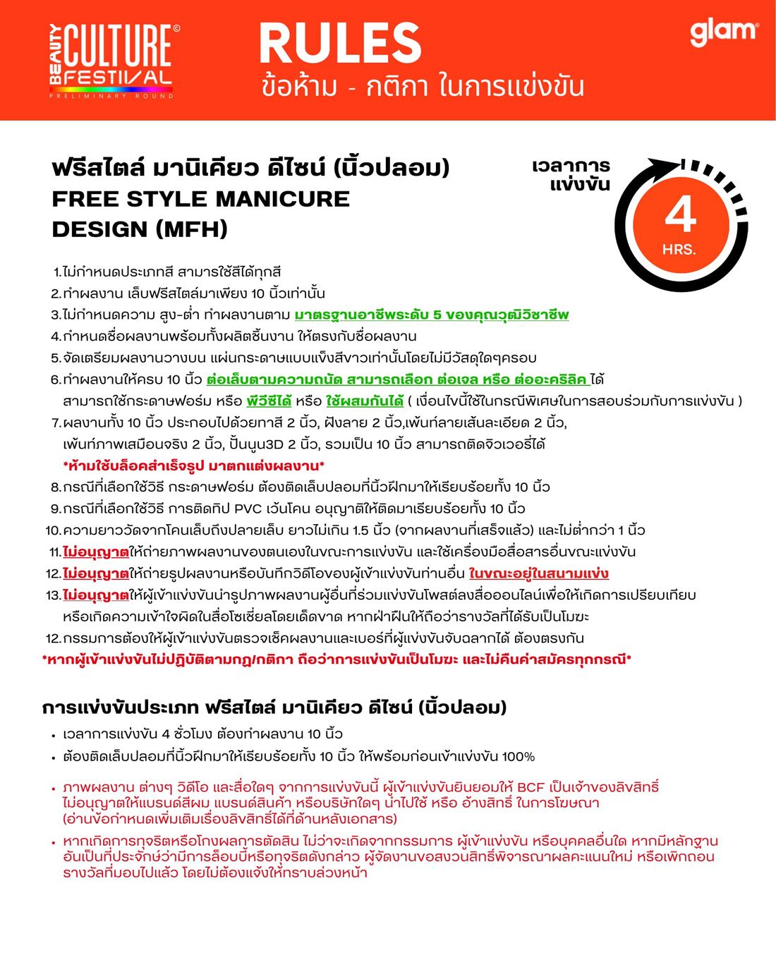 กติกาการแข่งขัน ฟรีสไตล์ มานิเคียว ดีไซน์ หน้า 2